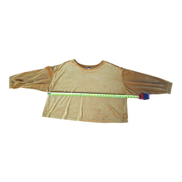 Old Navy Velvet Crop Drop Shoulder Balloon Sleeve Womens 3X Gold Mustard - Picture 9 of 10